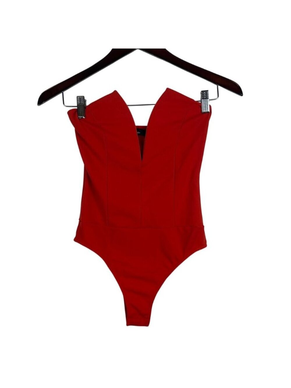 Lulus Red Strapless Corset Bodysuit Deep V Neck Plunge Party Costume Halloween S